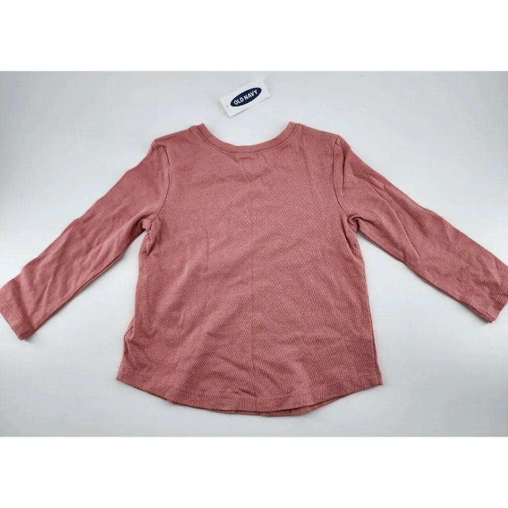 NWT Set of 3 Old Navy Baby Girls Long Sleeve Pink Cotton TShirts Size 18-24 Mos.